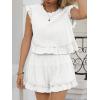 imageCicy Bell Womens Summer 2 Piece Sets Ruffle Cap Sleeve Crewneck Cropped Tops Elastic Waist Shorts 2026 Lounge OutfitsWhite