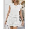 imageCicy Bell Womens Summer 2 Piece Sets Ruffle Cap Sleeve Crewneck Cropped Tops Elastic Waist Shorts 2026 Lounge OutfitsWhite