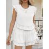 imageCicy Bell Womens Summer 2 Piece Sets Ruffle Cap Sleeve Crewneck Cropped Tops Elastic Waist Shorts 2026 Lounge OutfitsWhite