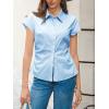 imageCicy Bell Womens Summer Button Down Shirts Short Sleeve Slim Fit Ruched Cotton Blouses Cute Going Out TopsLight Blue
