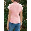 imageCicy Bell Womens Summer Button Down Shirts Short Sleeve Slim Fit Ruched Cotton Blouses Cute Going Out TopsLight Pink