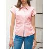 imageCicy Bell Womens Summer Button Down Shirts Short Sleeve Slim Fit Ruched Cotton Blouses Cute Going Out TopsLight Pink