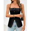 imageCicy Bell Womens Summer Cami Suit Vest Dressy Casual Button Down Waistcoat Fitted Split Hem Sleeveless Blazer TopsBlack