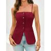 imageCicy Bell Womens Summer Cami Suit Vest Dressy Casual Button Down Waistcoat Fitted Split Hem Sleeveless Blazer TopsBurgundy