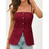 imageCicy Bell Womens Summer Cami Suit Vest Dressy Casual Button Down Waistcoat Fitted Split Hem Sleeveless Blazer TopsBurgundy