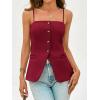 imageCicy Bell Womens Summer Cami Suit Vest Dressy Casual Button Down Waistcoat Fitted Split Hem Sleeveless Blazer TopsBurgundy