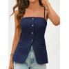 imageCicy Bell Womens Summer Cami Suit Vest Dressy Casual Button Down Waistcoat Fitted Split Hem Sleeveless Blazer TopsNavy Blue