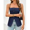 imageCicy Bell Womens Summer Cami Suit Vest Dressy Casual Button Down Waistcoat Fitted Split Hem Sleeveless Blazer TopsNavy Blue