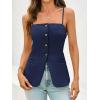 imageCicy Bell Womens Summer Cami Suit Vest Dressy Casual Button Down Waistcoat Fitted Split Hem Sleeveless Blazer TopsNavy Blue