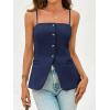 imageCicy Bell Womens Summer Cami Suit Vest Dressy Casual Button Down Waistcoat Fitted Split Hem Sleeveless Blazer TopsNavy Blue