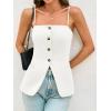imageCicy Bell Womens Summer Cami Suit Vest Dressy Casual Button Down Waistcoat Fitted Split Hem Sleeveless Blazer TopsWhite