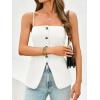 imageCicy Bell Womens Summer Cami Suit Vest Dressy Casual Button Down Waistcoat Fitted Split Hem Sleeveless Blazer TopsWhite