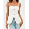 imageCicy Bell Womens Summer Cami Suit Vest Dressy Casual Button Down Waistcoat Fitted Split Hem Sleeveless Blazer TopsWhite