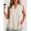 imageCicy Bell Womens Summer Eyelet Tank Tops V Neck Ruffle Sleeveless Button Down Shirts Casual Cotton Loose Fit TeesApricot