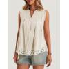 imageCicy Bell Womens Summer Eyelet Tank Tops V Neck Ruffle Sleeveless Button Down Shirts Casual Cotton Loose Fit TeesApricot