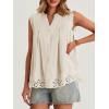 imageCicy Bell Womens Summer Eyelet Tank Tops V Neck Ruffle Sleeveless Button Down Shirts Casual Cotton Loose Fit TeesApricot
