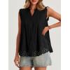 imageCicy Bell Womens Summer Eyelet Tank Tops V Neck Ruffle Sleeveless Button Down Shirts Casual Cotton Loose Fit TeesBlack