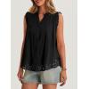 imageCicy Bell Womens Summer Eyelet Tank Tops V Neck Ruffle Sleeveless Button Down Shirts Casual Cotton Loose Fit TeesBlack