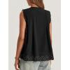 imageCicy Bell Womens Summer Eyelet Tank Tops V Neck Ruffle Sleeveless Button Down Shirts Casual Cotton Loose Fit TeesBlack