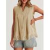 imageCicy Bell Womens Summer Eyelet Tank Tops V Neck Ruffle Sleeveless Button Down Shirts Casual Cotton Loose Fit TeesLight Khaki