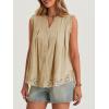 imageCicy Bell Womens Summer Eyelet Tank Tops V Neck Ruffle Sleeveless Button Down Shirts Casual Cotton Loose Fit TeesLight Khaki
