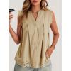 imageCicy Bell Womens Summer Eyelet Tank Tops V Neck Ruffle Sleeveless Button Down Shirts Casual Cotton Loose Fit TeesLight Khaki