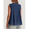 imageCicy Bell Womens Summer Eyelet Tank Tops V Neck Ruffle Sleeveless Button Down Shirts Casual Cotton Loose Fit TeesNavy