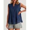 imageCicy Bell Womens Summer Eyelet Tank Tops V Neck Ruffle Sleeveless Button Down Shirts Casual Cotton Loose Fit TeesNavy