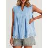 imageCicy Bell Womens Summer Eyelet Tank Tops V Neck Ruffle Sleeveless Button Down Shirts Casual Cotton Loose Fit TeesSky Blue