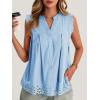 imageCicy Bell Womens Summer Eyelet Tank Tops V Neck Ruffle Sleeveless Button Down Shirts Casual Cotton Loose Fit TeesSky Blue