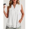 imageCicy Bell Womens Summer Eyelet Tank Tops V Neck Ruffle Sleeveless Button Down Shirts Casual Cotton Loose Fit TeesWhite
