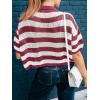imageCicy Bell Womens Summer Striped Crochet Cardigan Sweater Half Sleeve Button up Tops Loose Fit Cover UpBurgundy