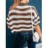 imageCicy Bell Womens Summer Striped Crochet Cardigan Sweater Half Sleeve Button up Tops Loose Fit Cover UpCoffe