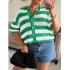 imageCicy Bell Womens Summer Striped Crochet Cardigan Sweater Half Sleeve Button up Tops Loose Fit Cover UpGreen