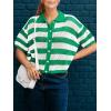 imageCicy Bell Womens Summer Striped Crochet Cardigan Sweater Half Sleeve Button up Tops Loose Fit Cover UpGreen