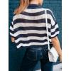 imageCicy Bell Womens Summer Striped Crochet Cardigan Sweater Half Sleeve Button up Tops Loose Fit Cover UpNavy