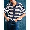 imageCicy Bell Womens Summer Striped Crochet Cardigan Sweater Half Sleeve Button up Tops Loose Fit Cover UpNavy