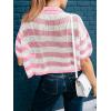 imageCicy Bell Womens Summer Striped Crochet Cardigan Sweater Half Sleeve Button up Tops Loose Fit Cover UpPink