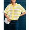 imageCicy Bell Womens Summer Striped Crochet Cardigan Sweater Half Sleeve Button up Tops Loose Fit Cover UpYellow