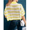 imageCicy Bell Womens Summer Striped Crochet Cardigan Sweater Half Sleeve Button up Tops Loose Fit Cover UpYellow