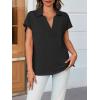 imageCicy Bell Womens V Neck Polo Shirts Short Sleeve Business Casual Tops Loose Fit Summer TeesBlack