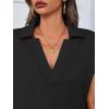 imageCicy Bell Womens V Neck Polo Shirts Short Sleeve Business Casual Tops Loose Fit Summer TeesBlack