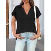 imageCicy Bell Womens V Neck Polo Shirts Short Sleeve Business Casual Tops Loose Fit Summer TeesBlack