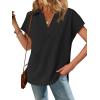 imageCicy Bell Womens V Neck Polo Shirts Short Sleeve Business Casual Tops Loose Fit Summer TeesBlack