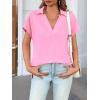 imageCicy Bell Womens V Neck Polo Shirts Short Sleeve Business Casual Tops Loose Fit Summer TeesPink