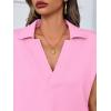 imageCicy Bell Womens V Neck Polo Shirts Short Sleeve Business Casual Tops Loose Fit Summer TeesPink
