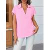 imageCicy Bell Womens V Neck Polo Shirts Short Sleeve Business Casual Tops Loose Fit Summer TeesPink
