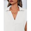imageCicy Bell Womens V Neck Polo Shirts Short Sleeve Business Casual Tops Loose Fit Summer TeesWhite