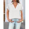 imageCicy Bell Womens V Neck Polo Shirts Short Sleeve Business Casual Tops Loose Fit Summer TeesWhite