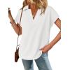 imageCicy Bell Womens V Neck Polo Shirts Short Sleeve Business Casual Tops Loose Fit Summer TeesWhite